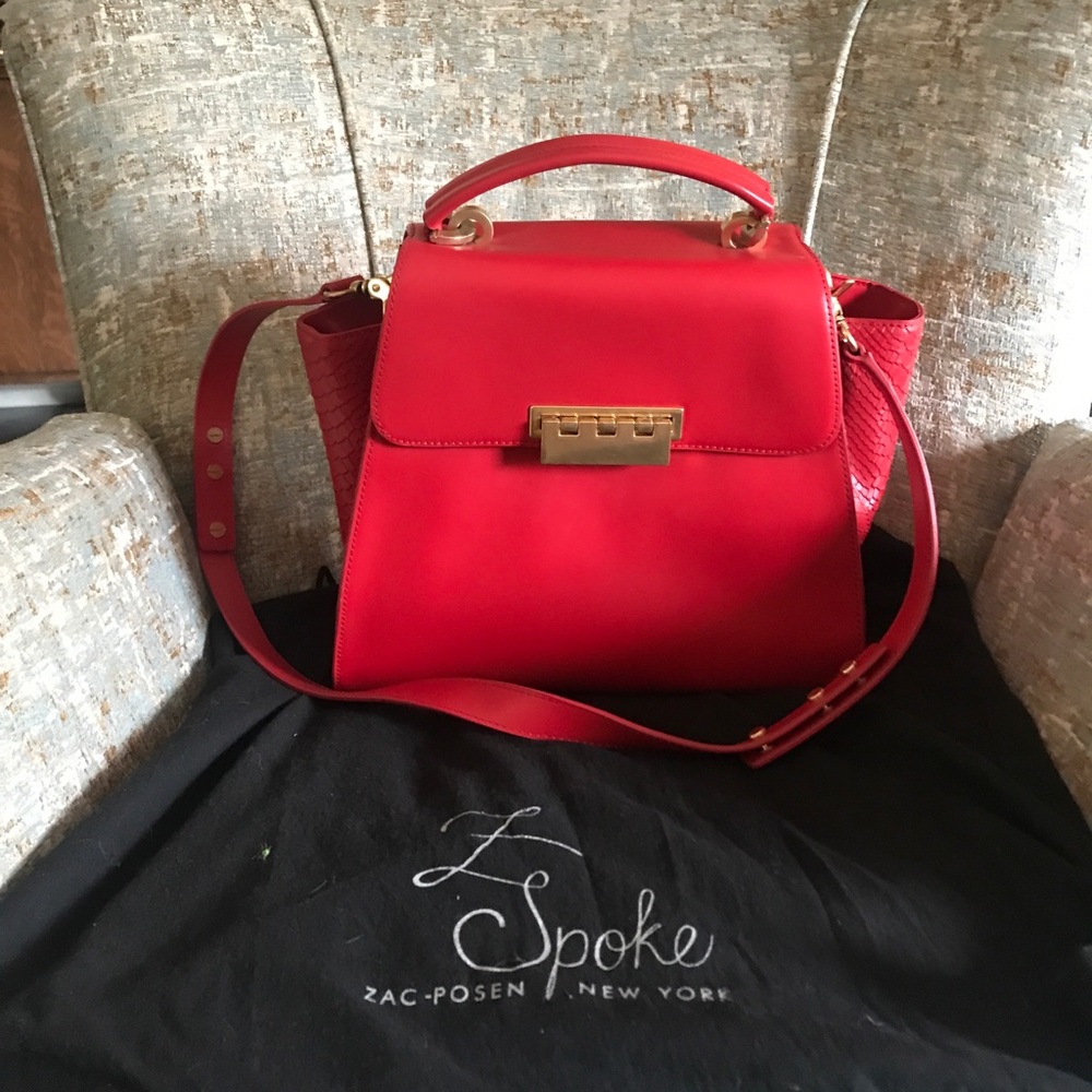 L Spoke Zac Posen Red Satchel/Handbag